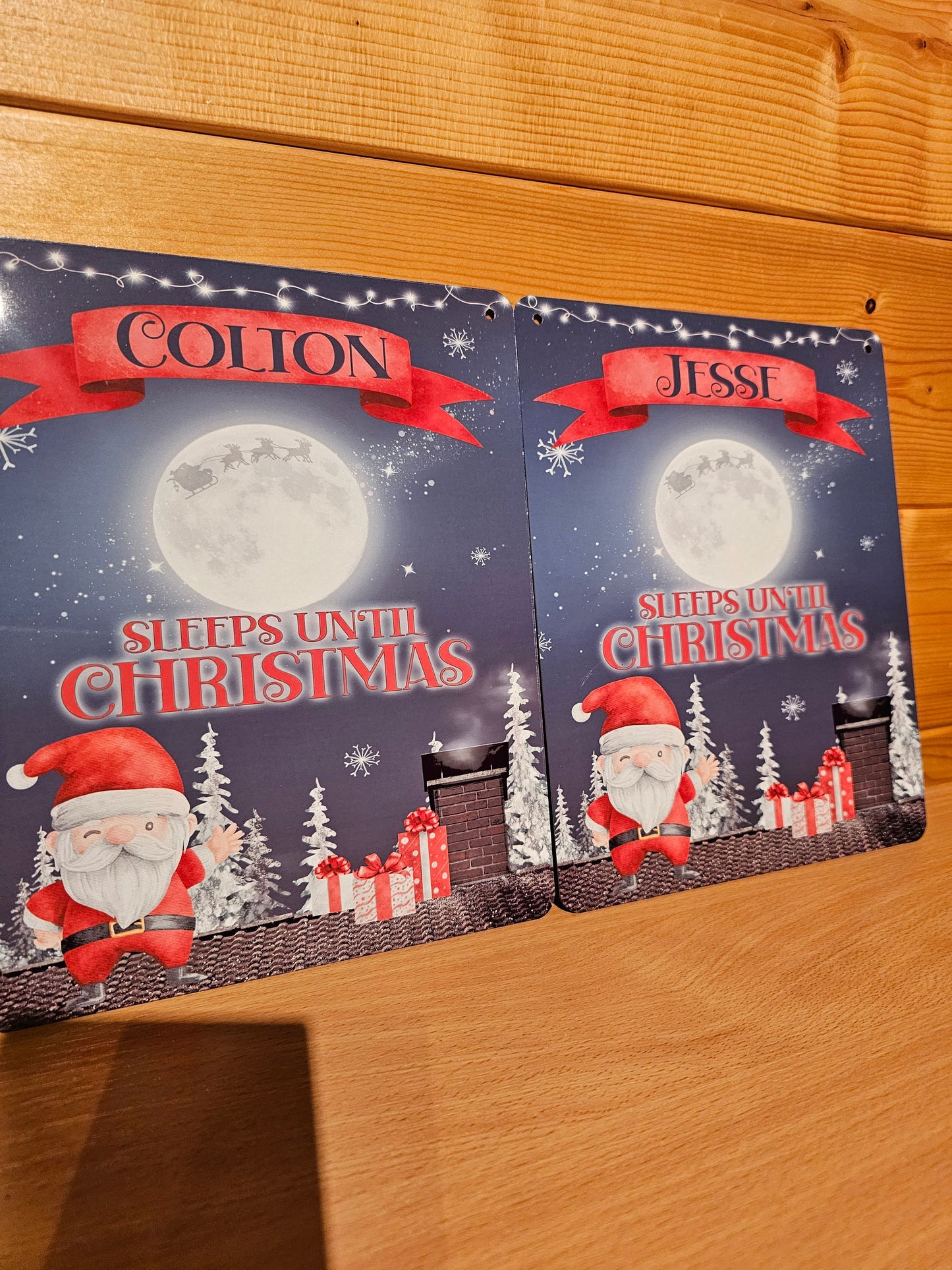 Sleeps Until Christmas, Xmas Countdown Sign, Personalised Christmas Hanging Cound Down Sign