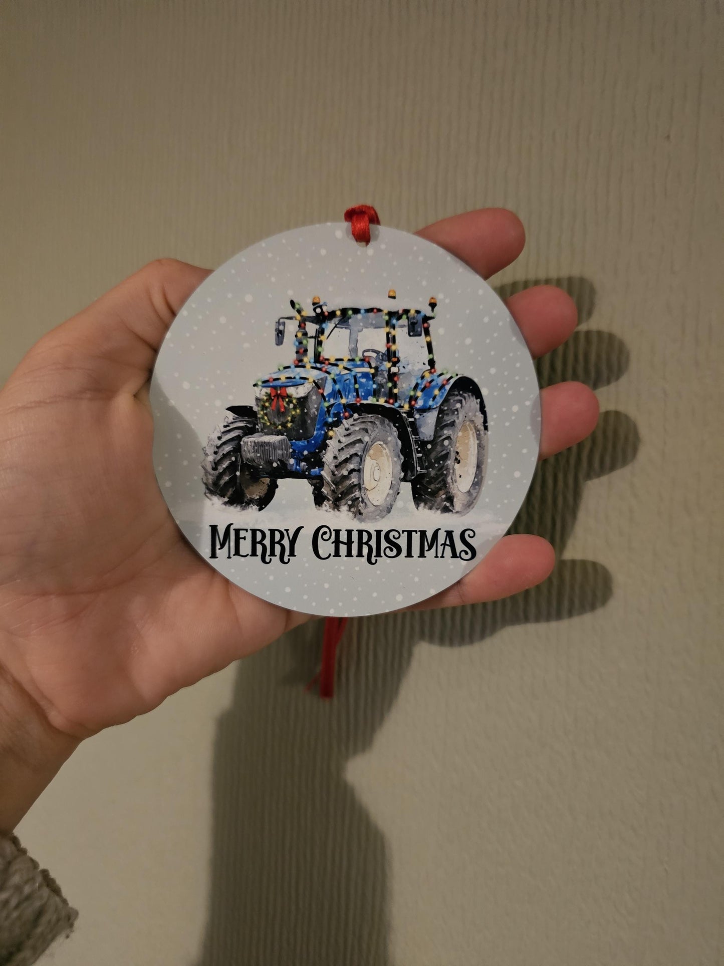 Personalised Christmas Tractor Decoration, Tractor Christmas Hanging Ornament