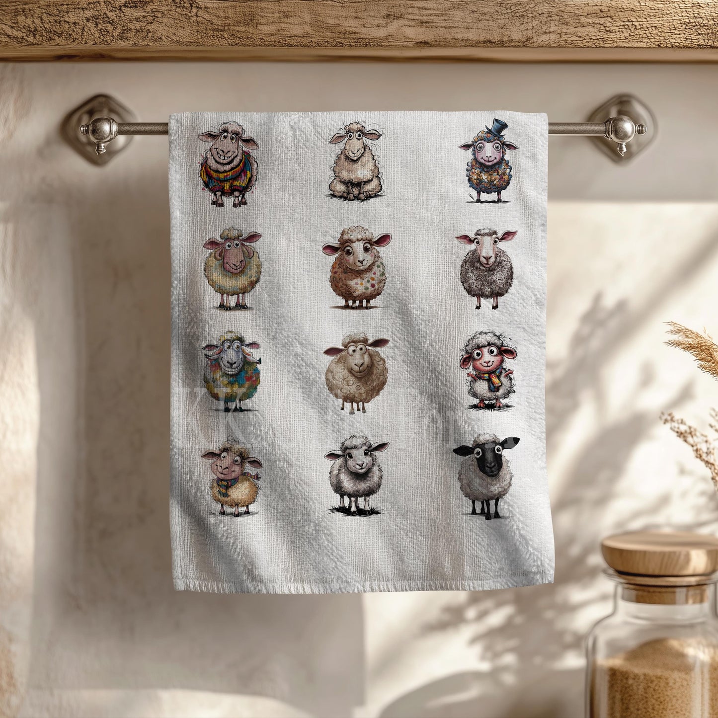 Funny Sheep Tea Towel, Farm House Kitchen Towel, Quirky Sheep Lover Gift