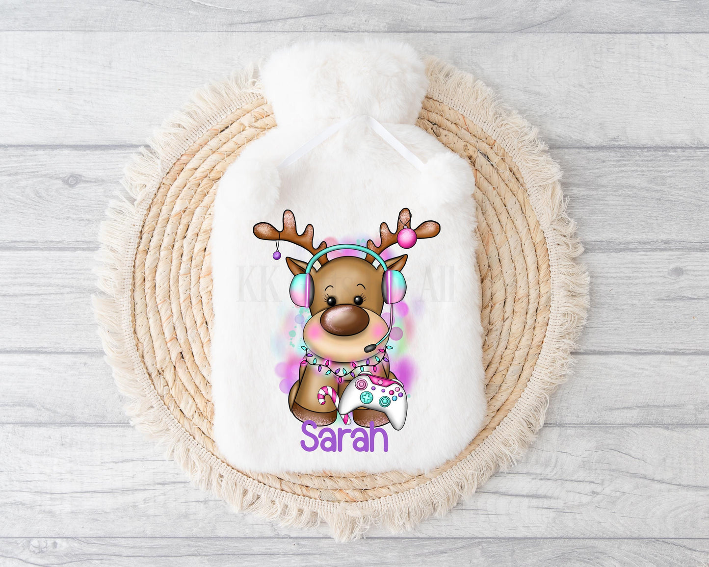 Personalsied Hot Water Bottle, Christmas Gamer Hot Water Bottle, Gamer Girl Gifts