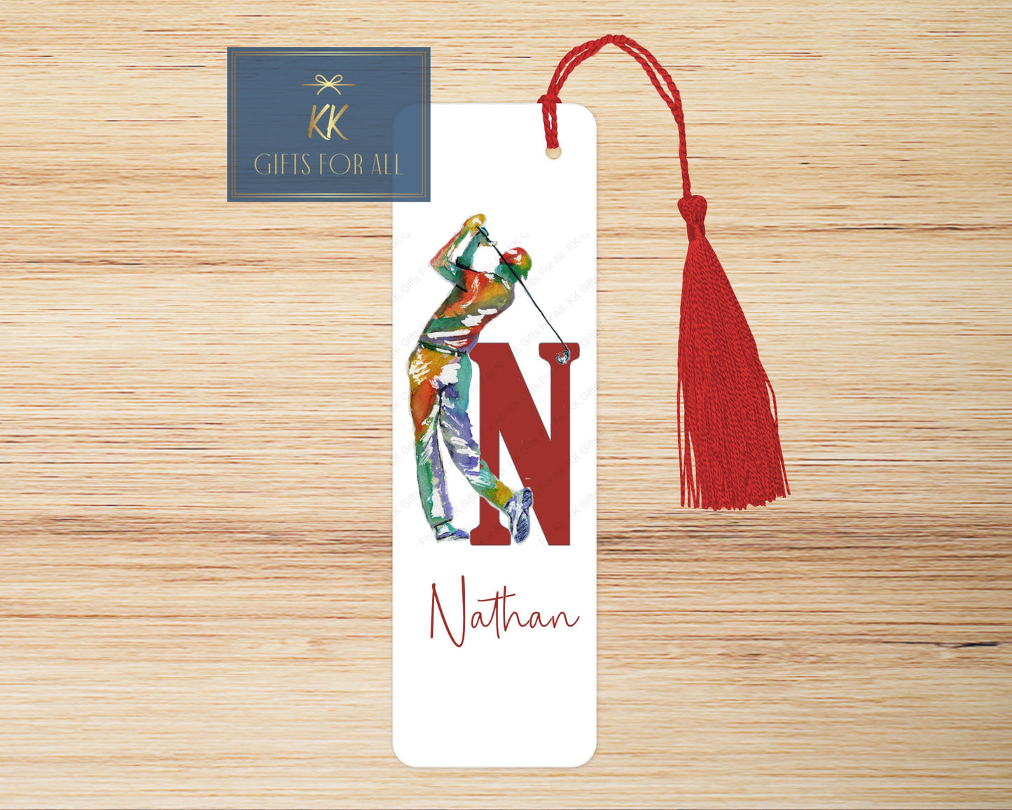 Personalised Golfer Bookmark, Personalised Bookmark, Male Letterbox Gifts, Gift For Dad, Golf Lover Gift, Golf Book Marker, Watercolour Golf