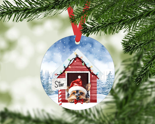 Personalised Christmas Yorkshire Terrier Tree Decoration, Yorkshire Terrier Dog Metal Christmas Hanging Ornament