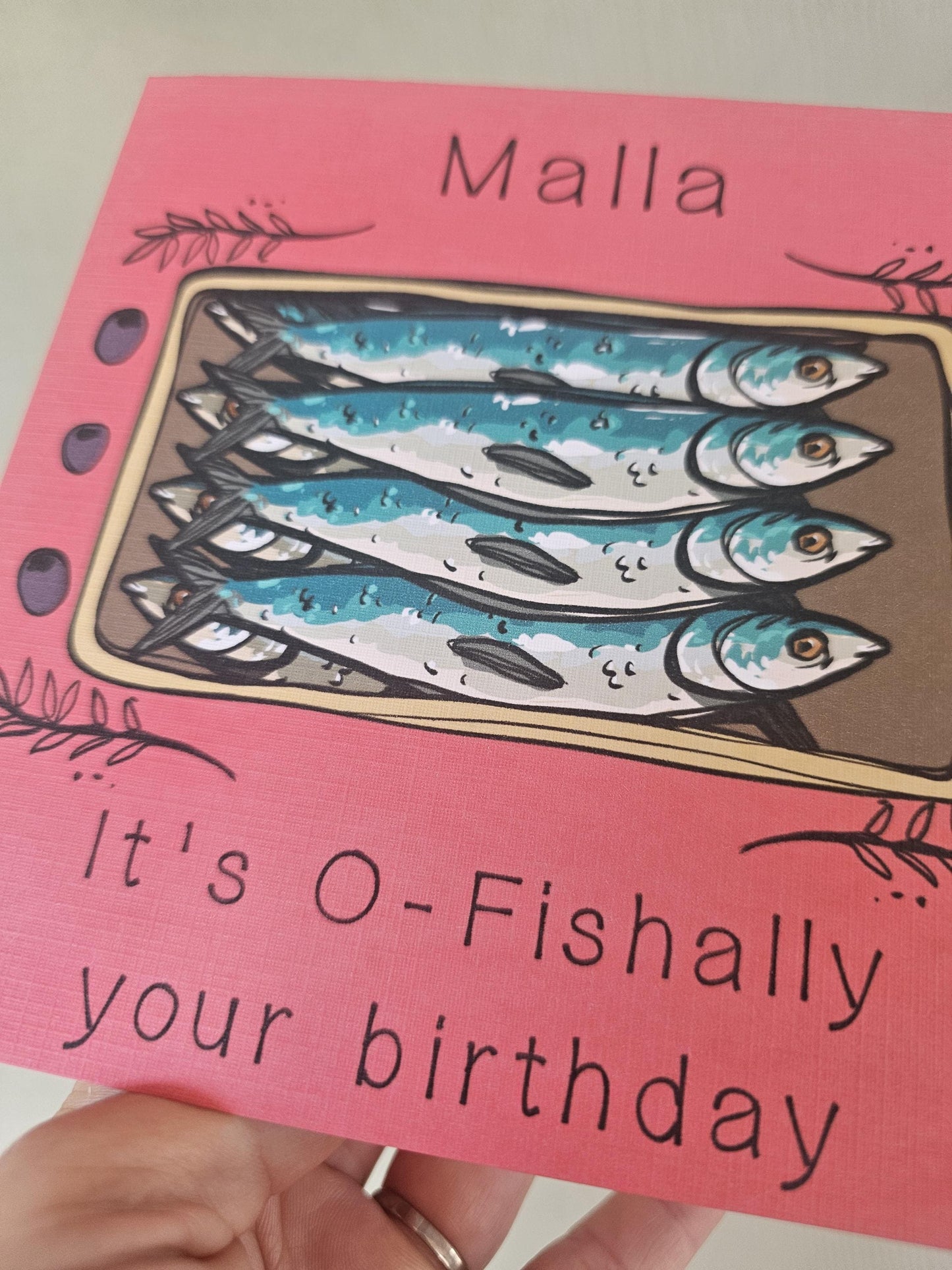Personalized Sardine Birthday Card: O-Fishally Your Birthday