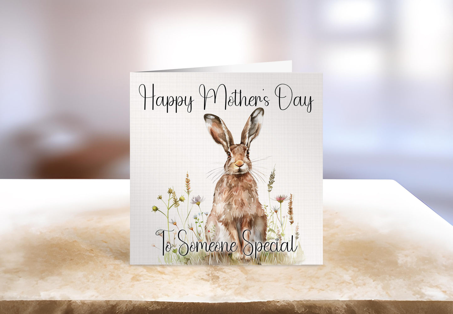 Spring Hare Mother's Day Card, Personalised Mother's Day Card, Card For Mum Granny Nan Who Love Wildlife