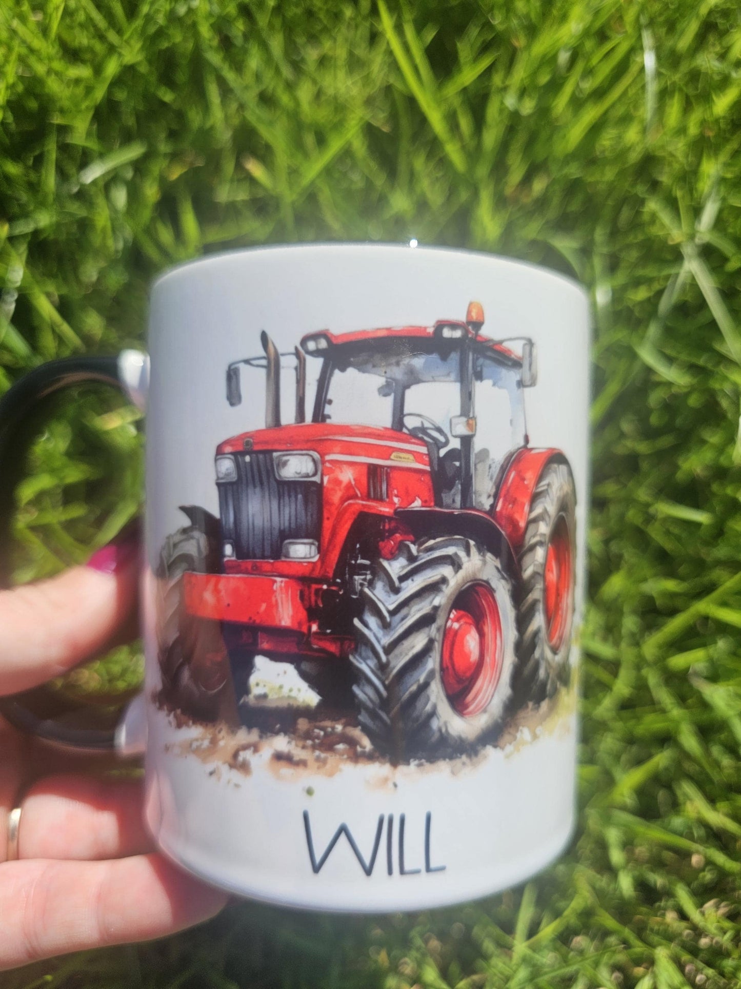 Personalised Red Tractor Mug & Coaster Set: Farmer Gift