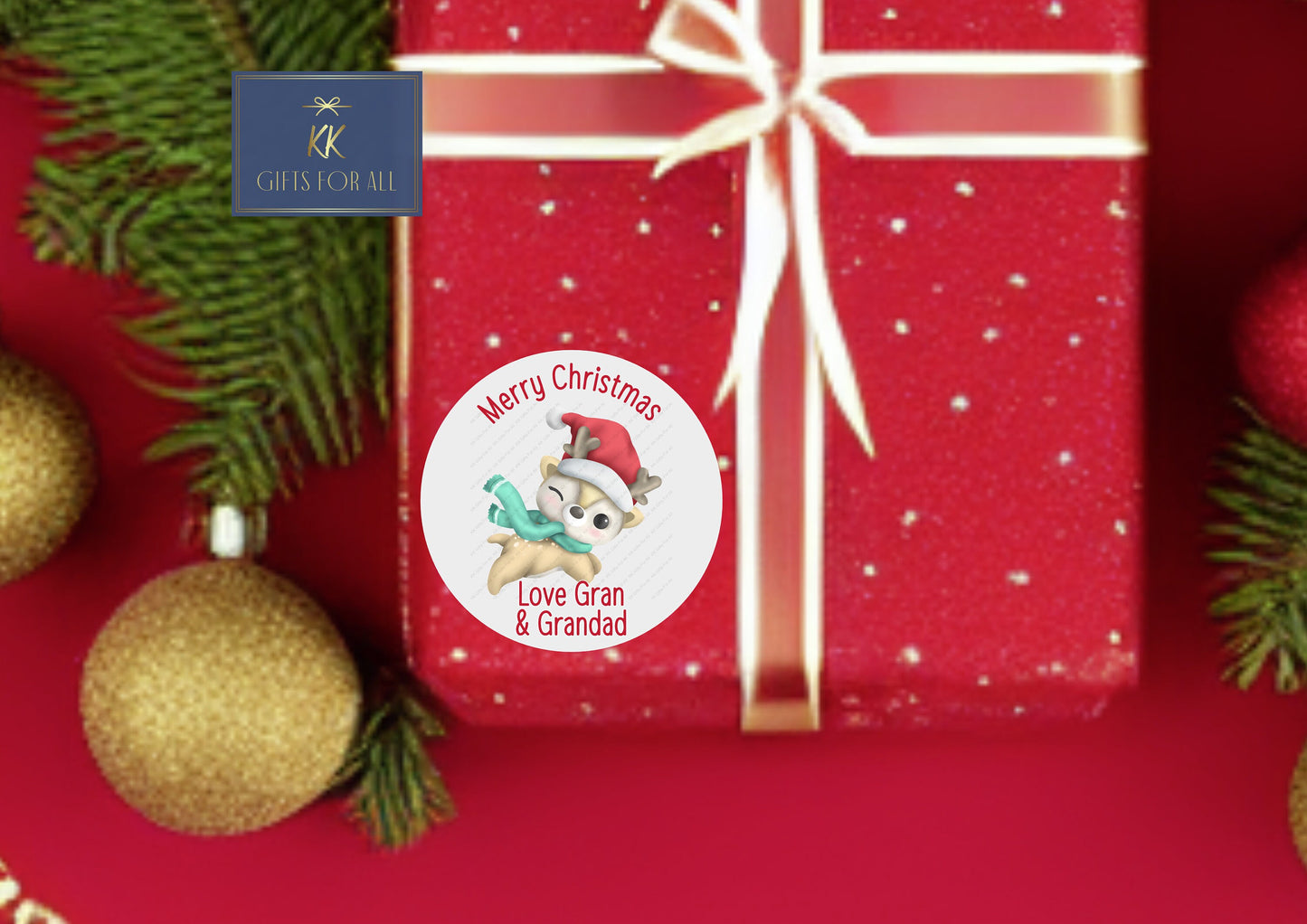 Personalised Christmas Stickers, 24 Christmas Gift Tag Stickers, Custom Xmas Gift Tags, Christmas Present Stickers, Snowman, Reindeer, Gifts