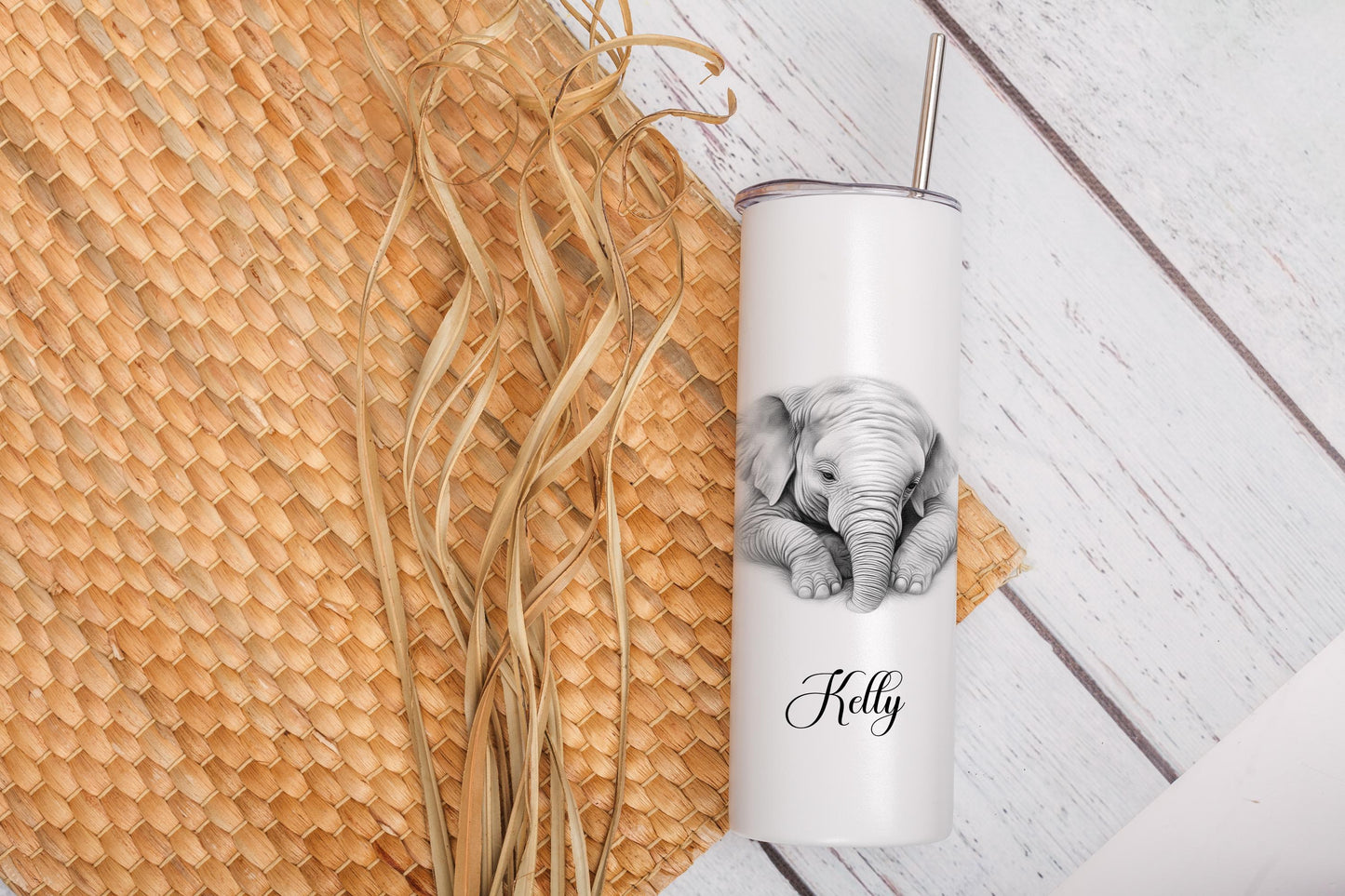Personalised Elephant Tumbler: 20oz Insulated Hot/Cold Drinkware