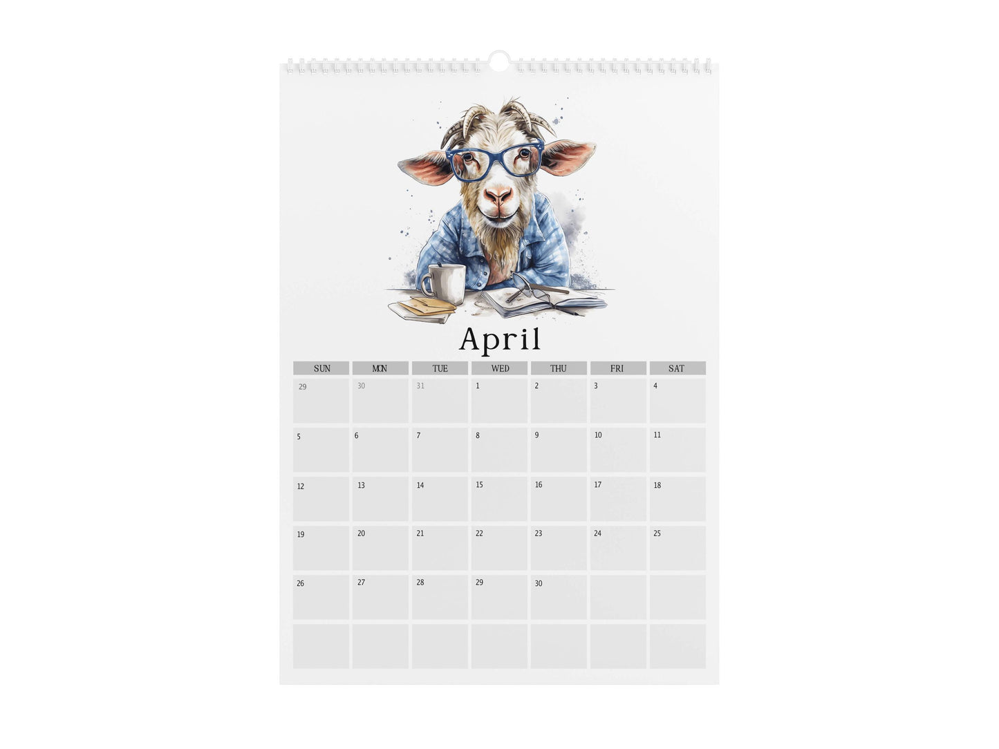 2026 Quirky Goat Calendar, Portrait 2026 Planner, Christmas Gift For Goat Lovers