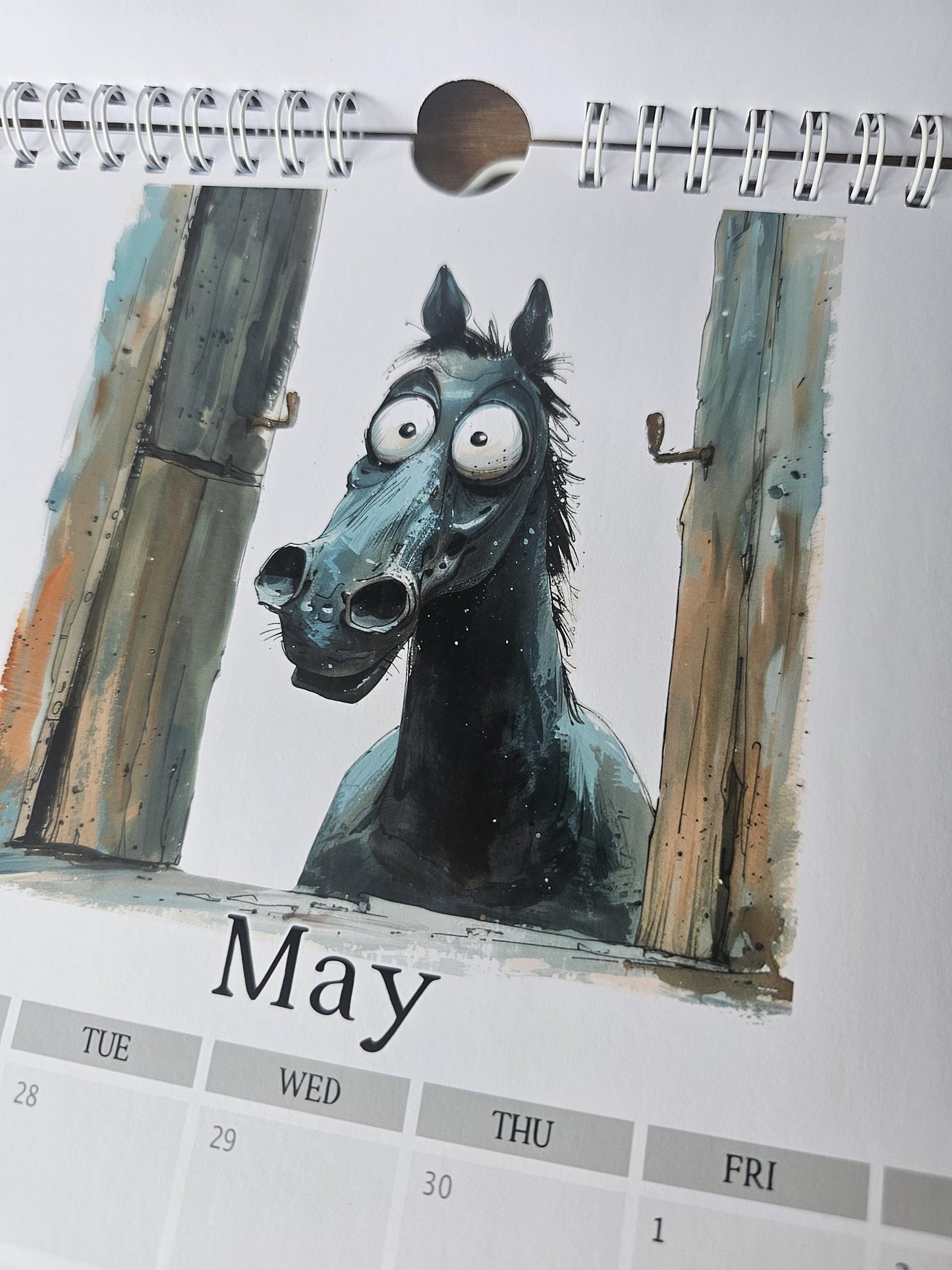 Funny Peeking Horse 2026 Wall Calendar, Whimsical Home & Office Decor, A4 Monthly Planner