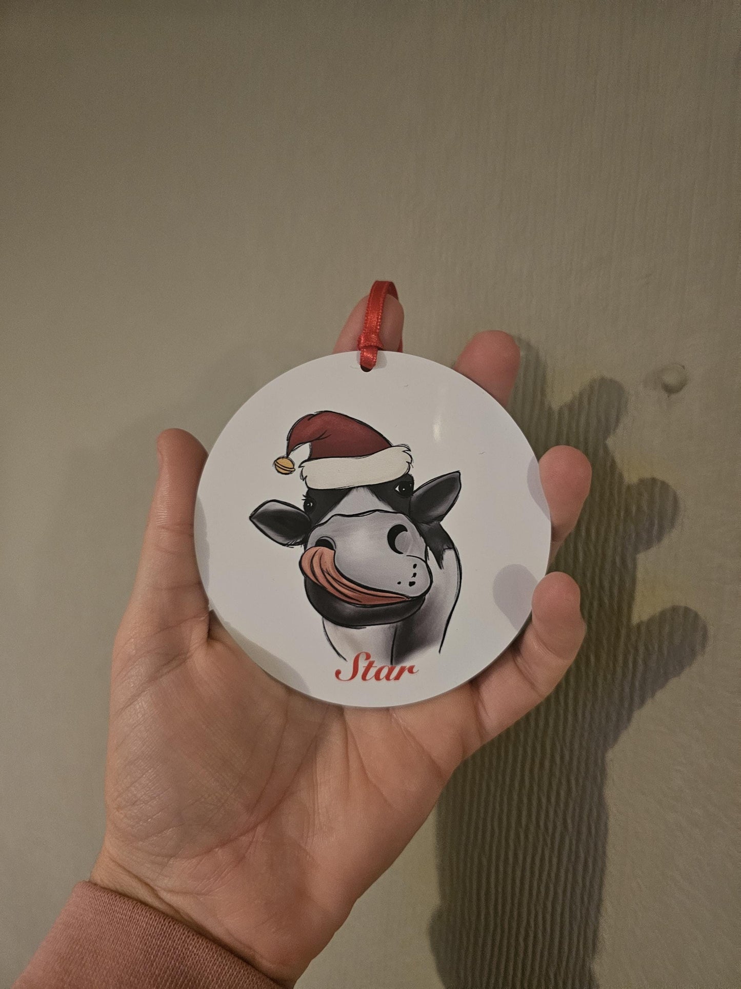 Personalised Christmas Tree Decoration, Christmas Hanging Ornament, Metal Tree Decoration, Cow Tree Decoration,Custom Cow Christmas Ornament