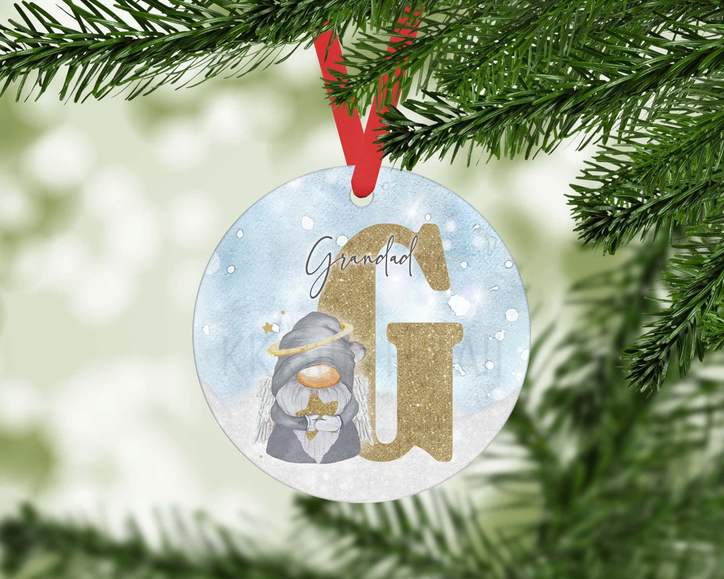 Personalized Memorial Christmas Ornament: Angel Gonk Design