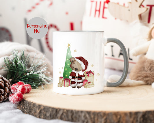 Christmas Bear Mug, Mug For Children Christmas Eve, Grey 11oz Mug