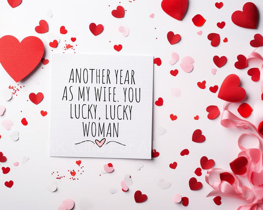Wife Birthday Card, Anniversary Card For Wife, Lucky Wife Card, Funny Card For Wife