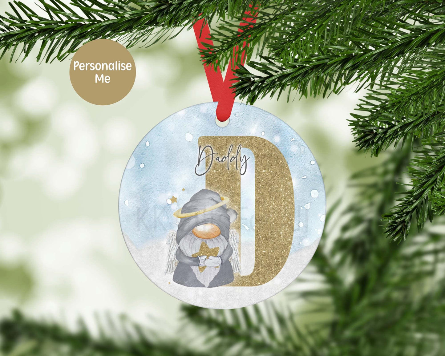 Personalized Memorial Christmas Ornament: Angel Gonk Gnome Decoration