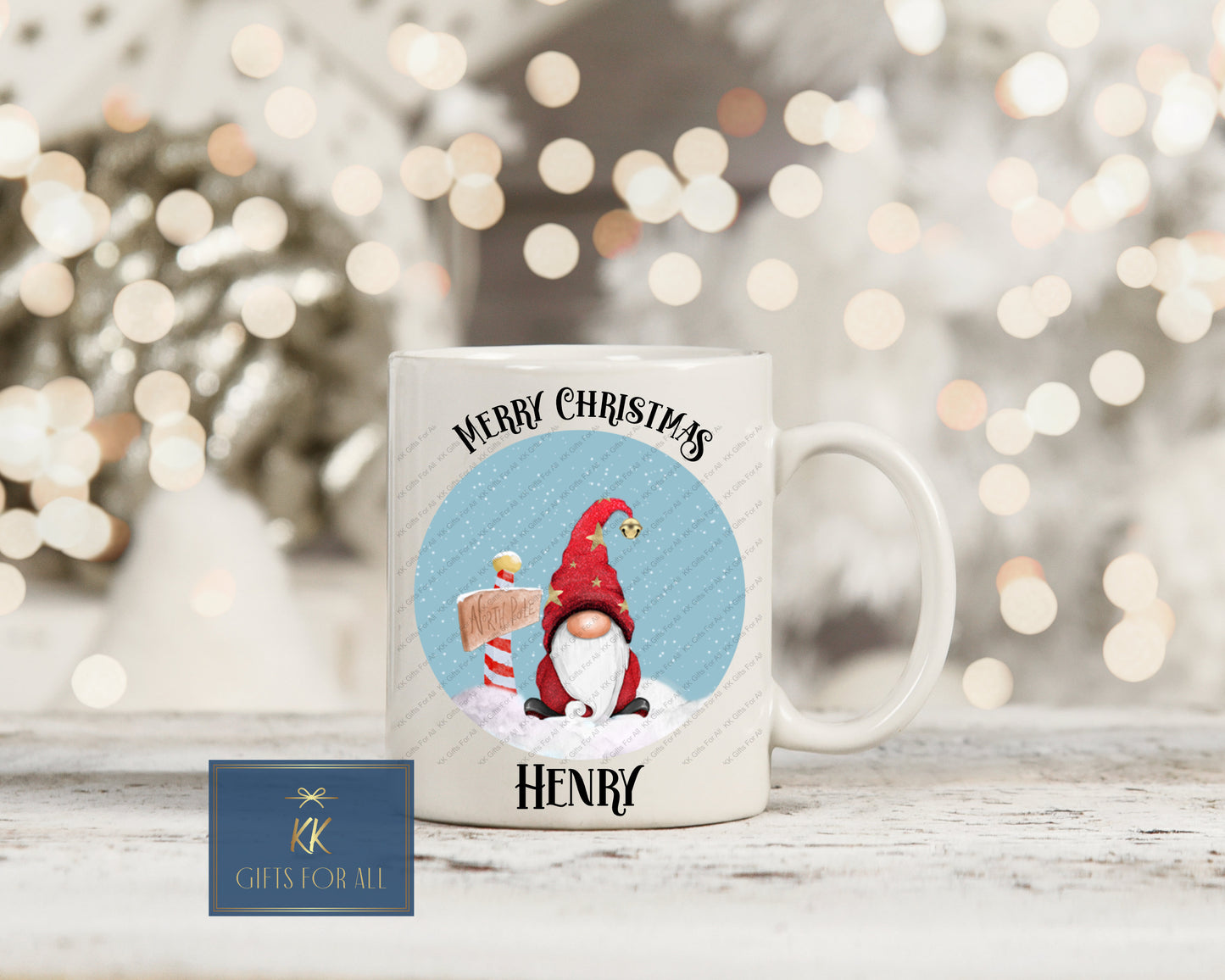 Personalised Red Gonk Mug & Coaster, Red Male Gnome Mug, Christmas Hot Chocolate Cocoa Mug, Red Xmas Gonk