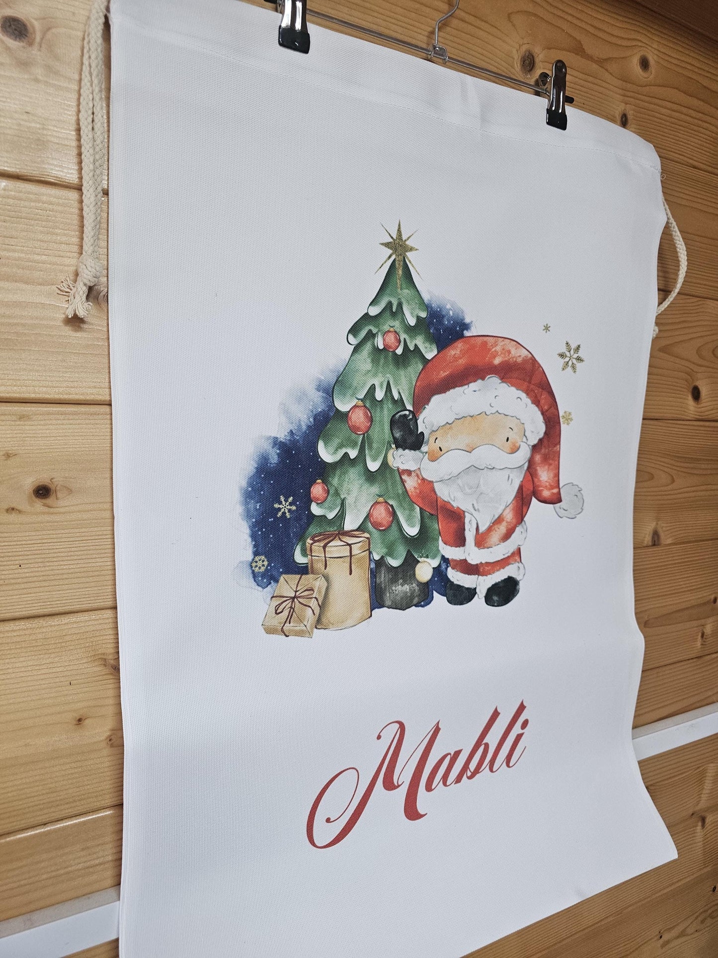 Personalised Christmas Santa Sack Father Christmas Bag, Drawstring Present Sack