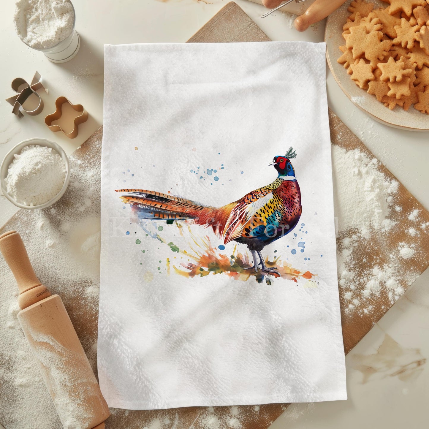 Pheasant Tea Towel, Personalised Kitchen Towel, Game Bird, Country Living Decor