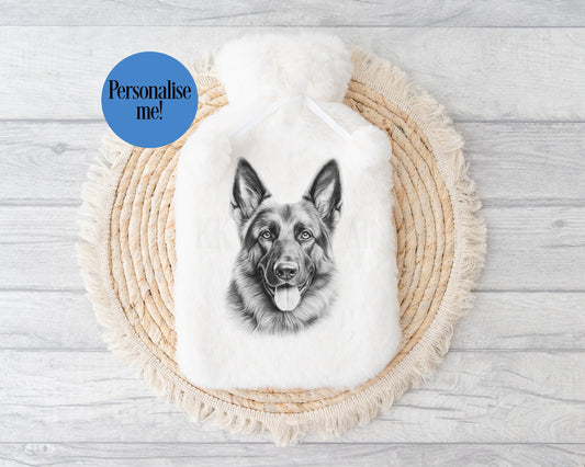 Hot Water Bottle - 2 Litre Natural Rubber With Soft Fluffy Pom Pom Cover