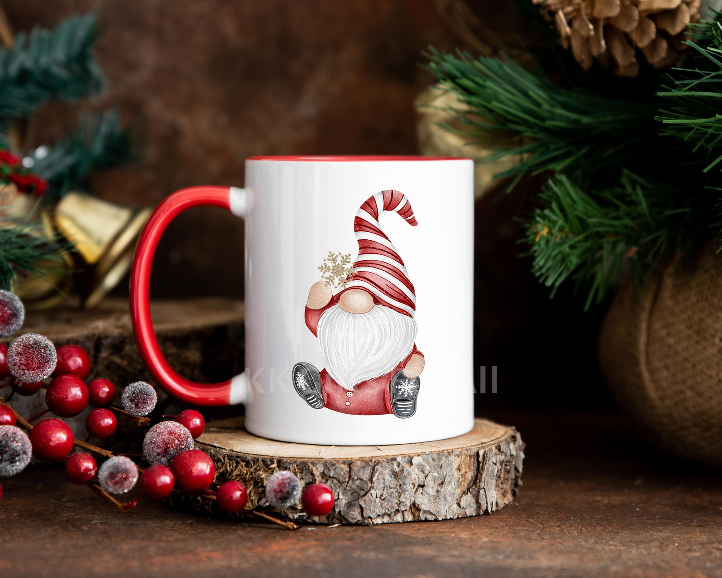 Personalised Gonk Mug, Red Christmas Gnome Mug, Christmas Cocoa Cup