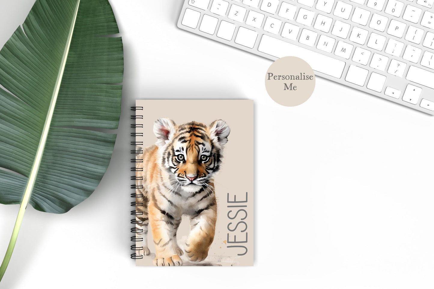 Personalised Safari Tiger A5 Notebook, Tiger Lover Notepad Gift, Lined A5 Notebook