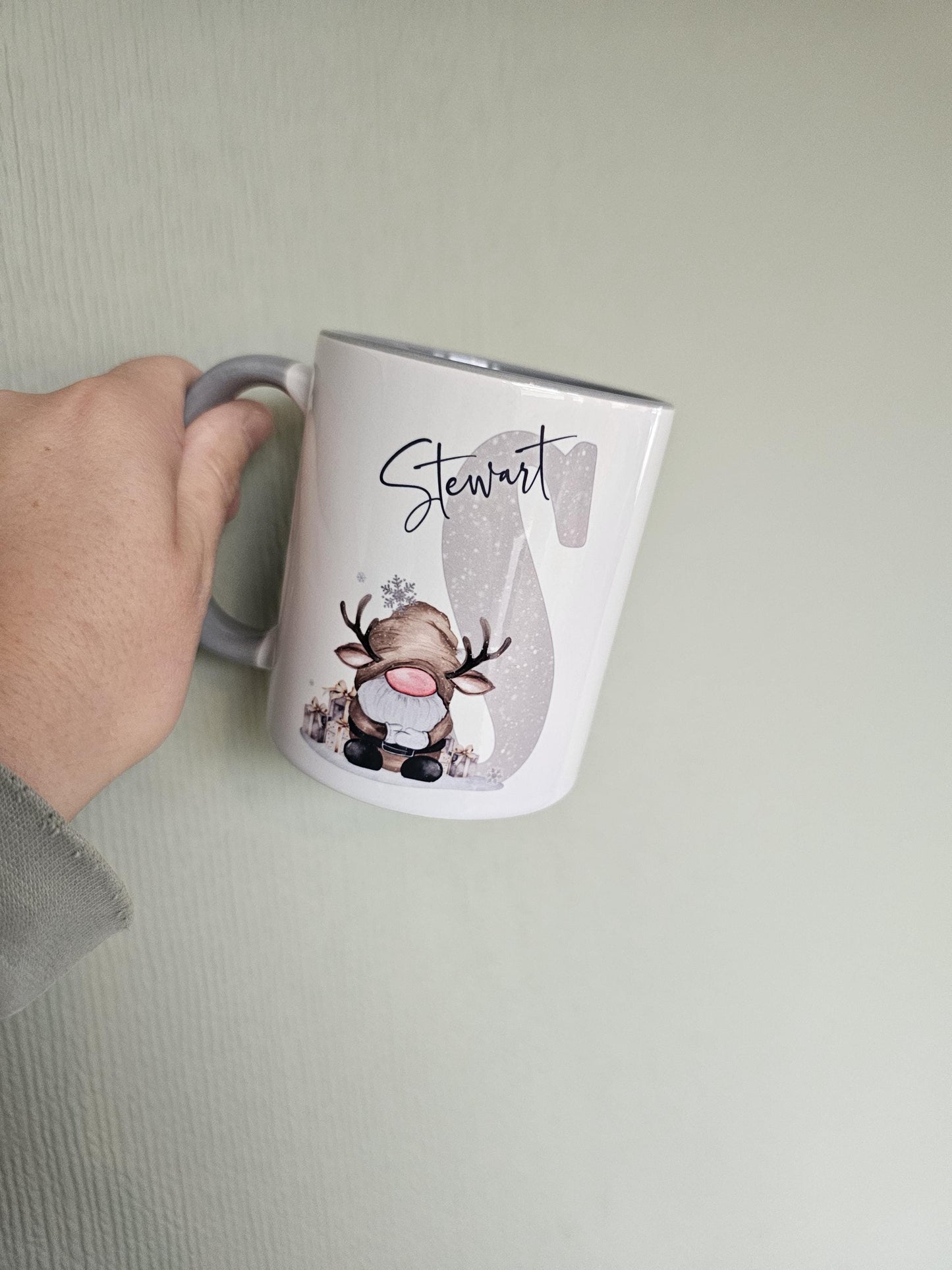 Personalised Gonk Mug, Brown Reindeer Gnome Mug, Christmas Gonk Mug & Coaster