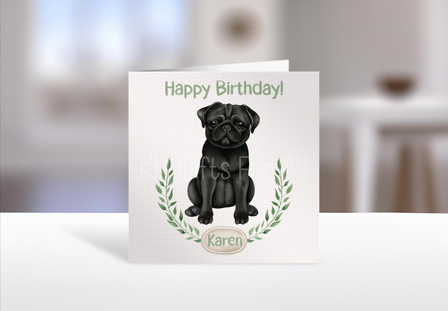 Personalised Black Pug Birthday Card, Birthday Card For Pug Lover, Pug Greetings Card, Card From Pug Pet Dog