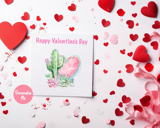 Valentine's Day Card, Cacti Heart, Card For Wife Husband Girlfriend Boyfriend