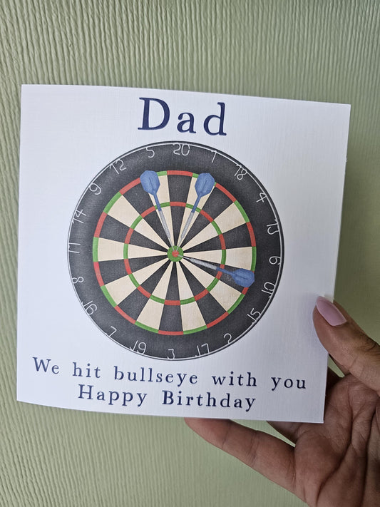 Personalised Dart's Father's Day Card, Dart's Dad Daddy Grandad Gramps Bamps Card