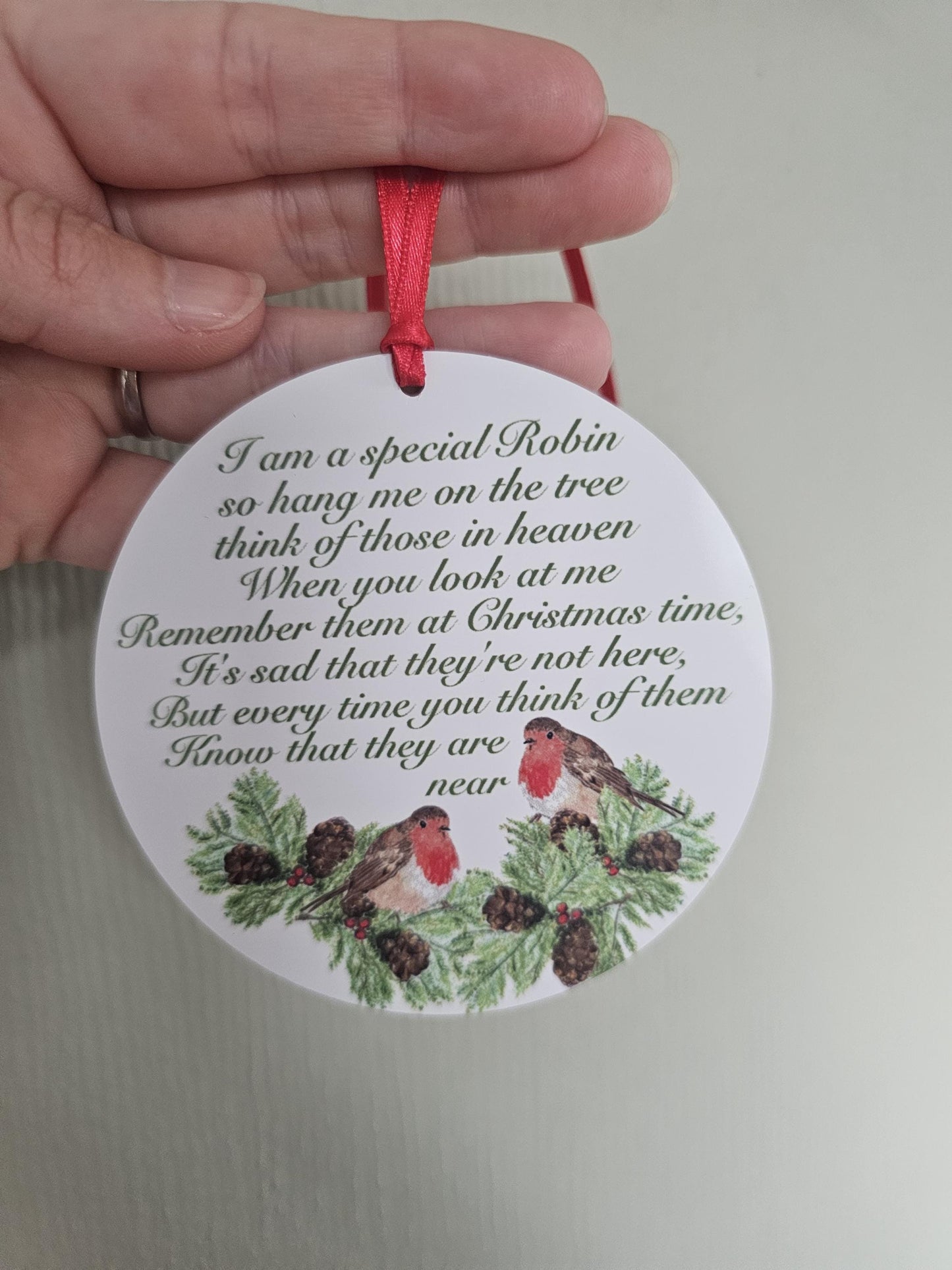 Memorial Robin Christmas Tree Decoration, Christmas Hanging Ornament, Metal Tree Decoration