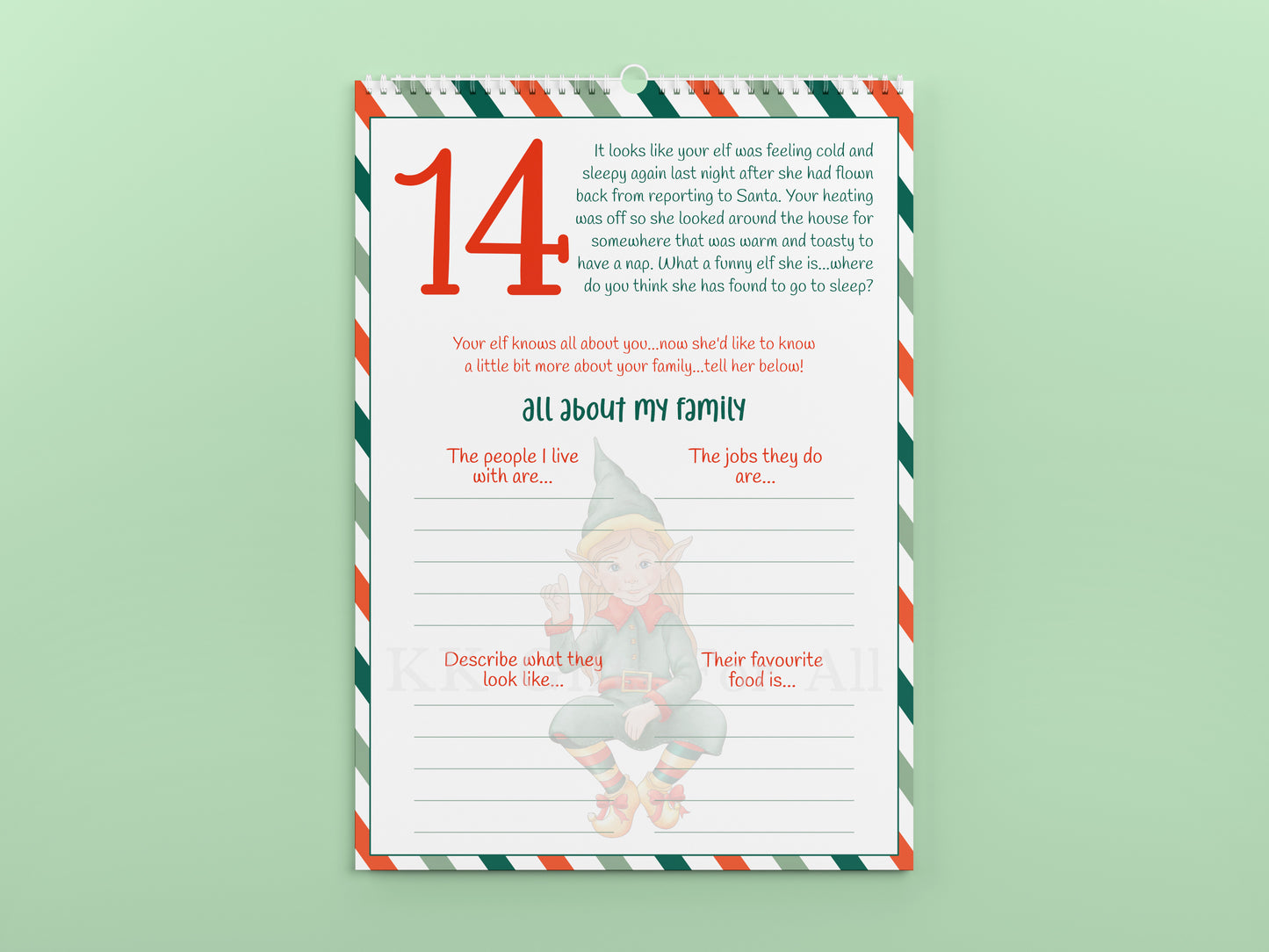 Personalised Interactive Elf Countdown Calendar - 24 Days Of Elf Activities - Instructions For Grown ups