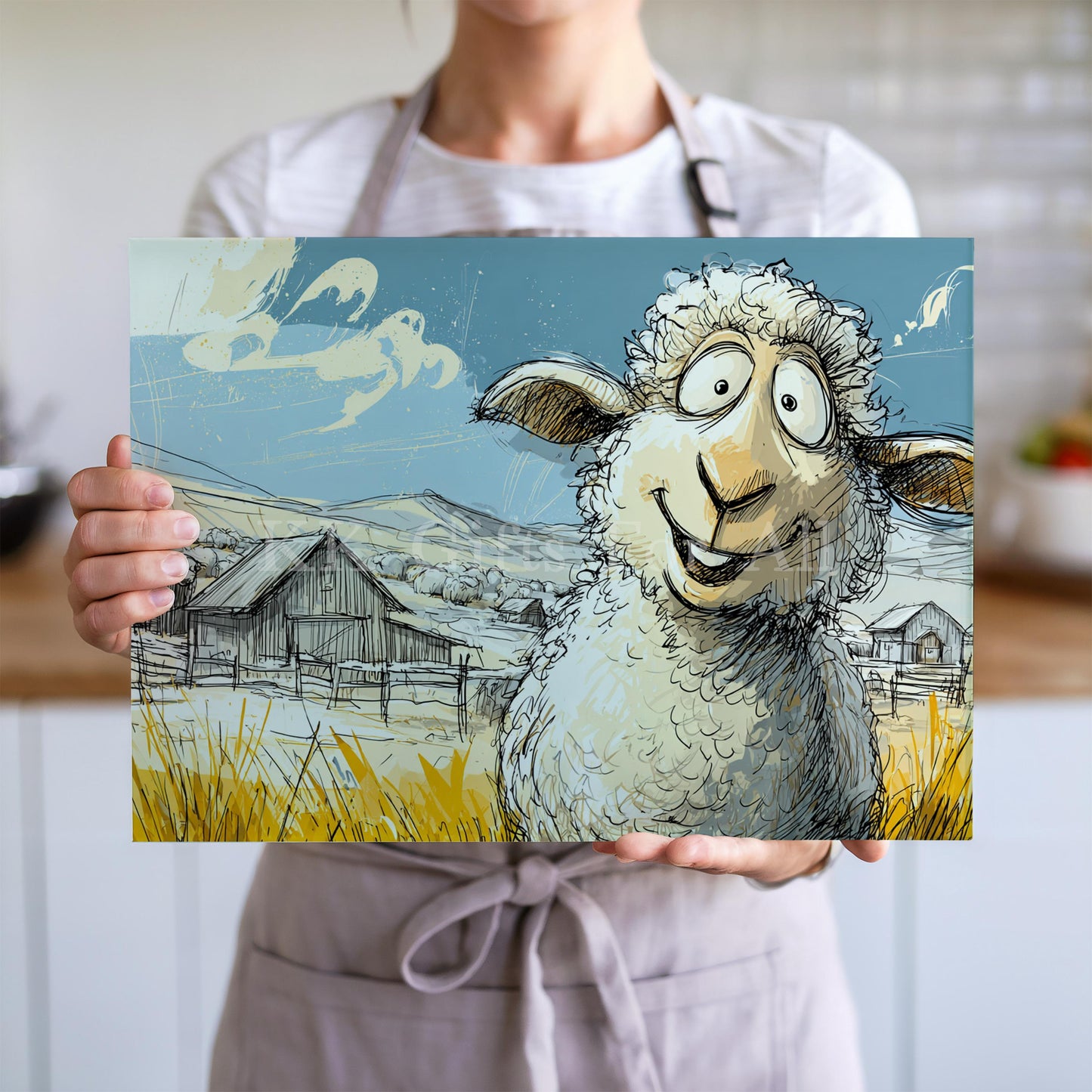 Funny Sheep Chopping Board, Glass Work Top Saver, Cutting Board, New Home Gifts, Farmhouse Kitchen Decor