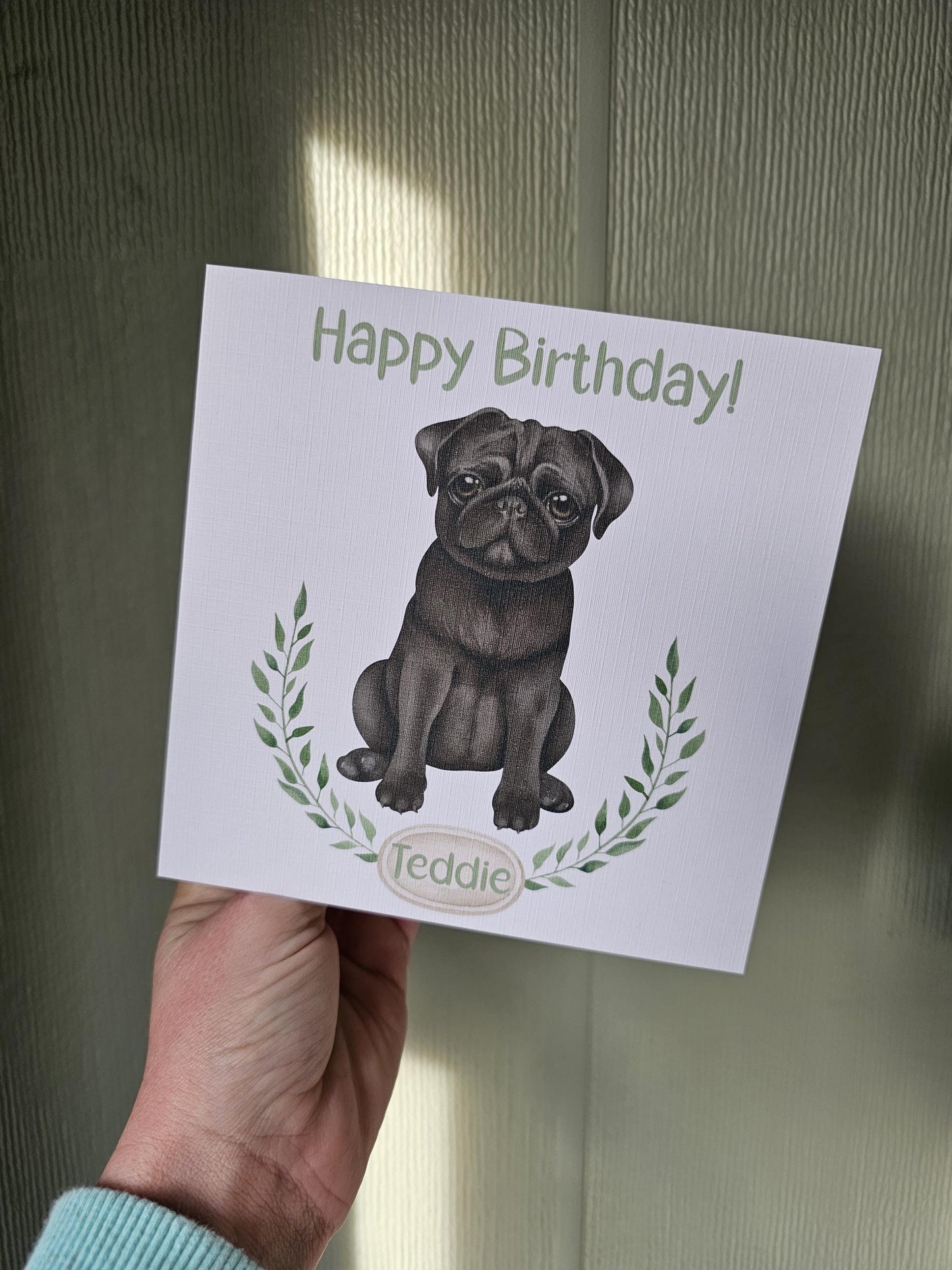Personalised Black Pug Birthday Card, Birthday Card For Pug Lover, Pug Greetings Card, Card From Pug Pet Dog