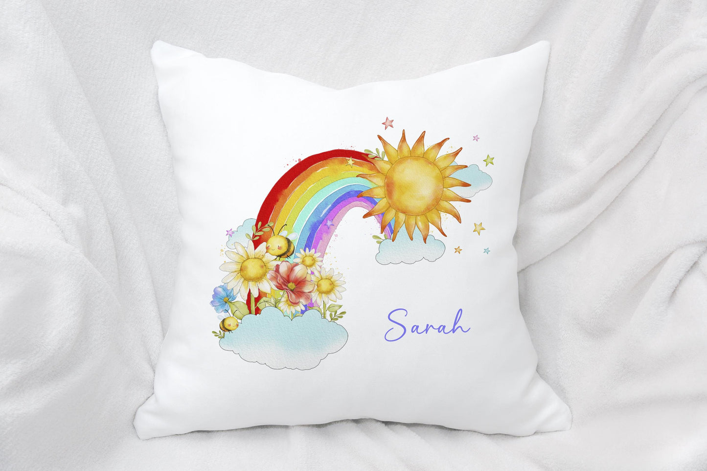 Colourful Rainbow Cushion, Bright Home Decor Pillow, Gift For Child's Bedroom