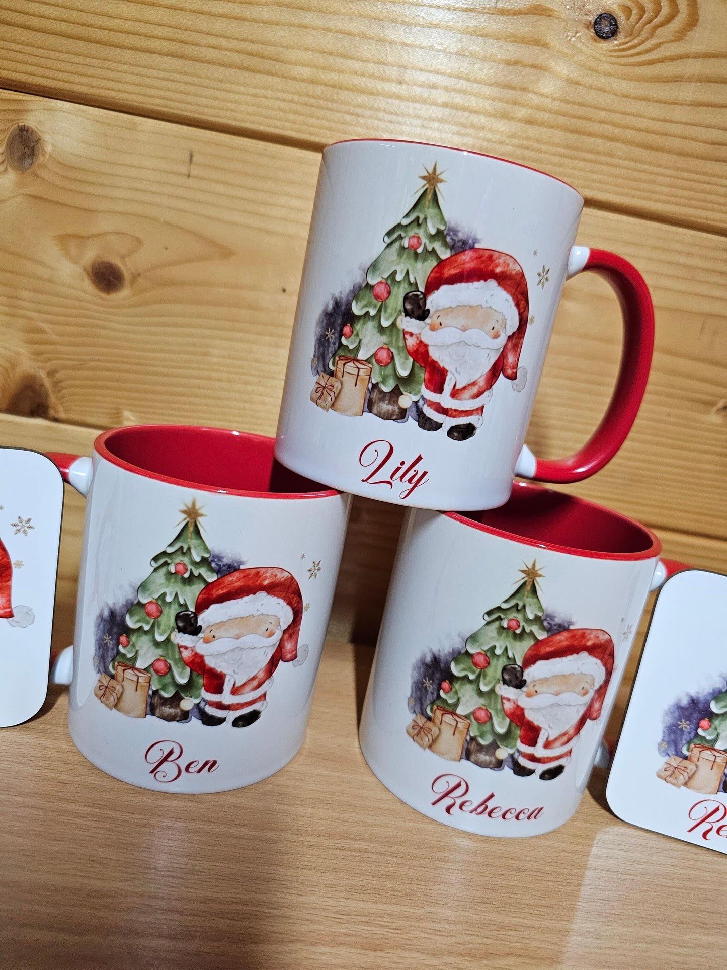 Personalised Christmas Hot Chocolate Mug & Coaster, Santa Hot Chocolate, Christmas Cocoa Mug, Family Movie Mugs