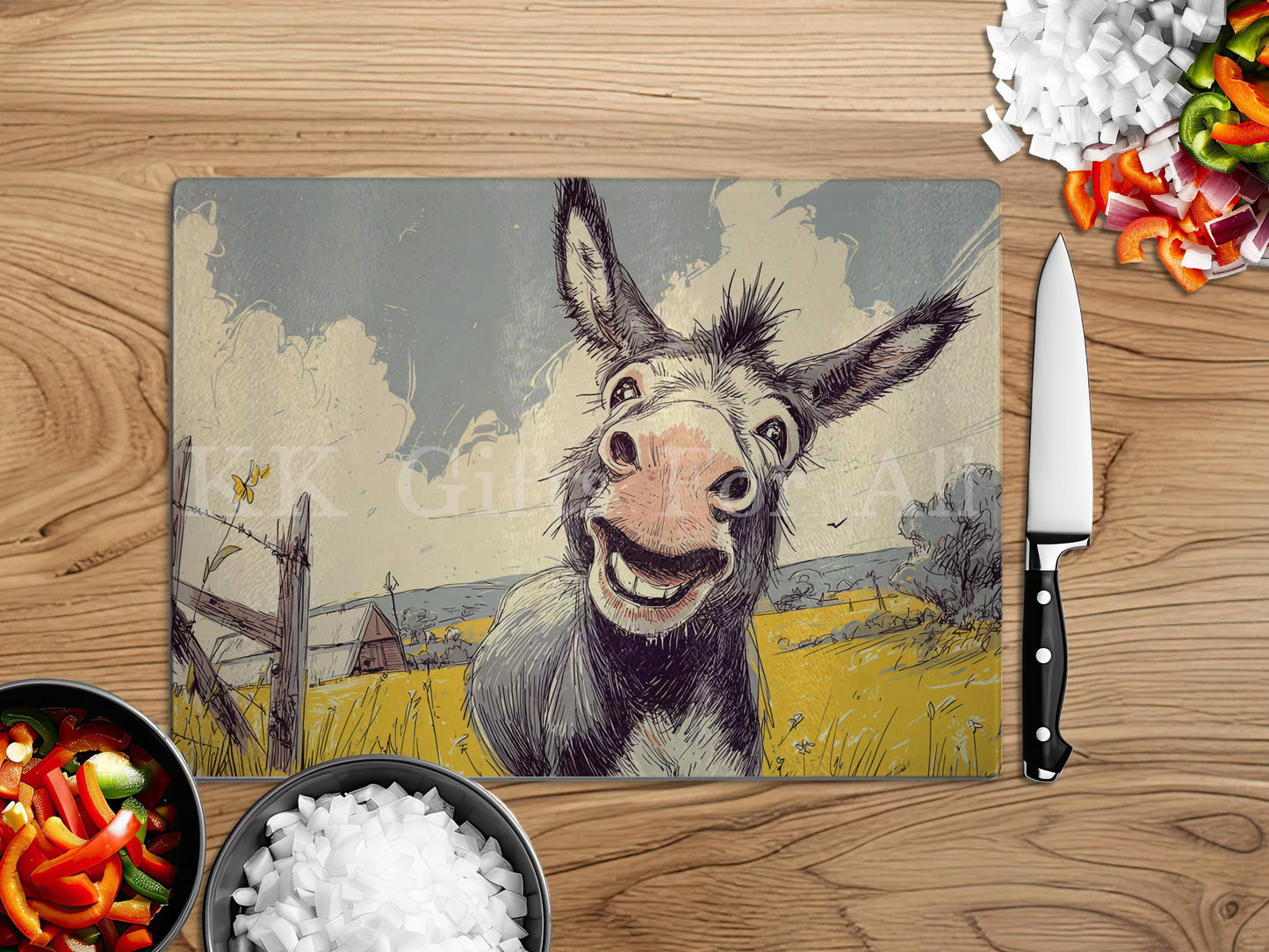 Donkey Chopping Board, Glass Work Top Saver, Cutting Board, New Home Gifts, Farmhouse Kitchen Decor
