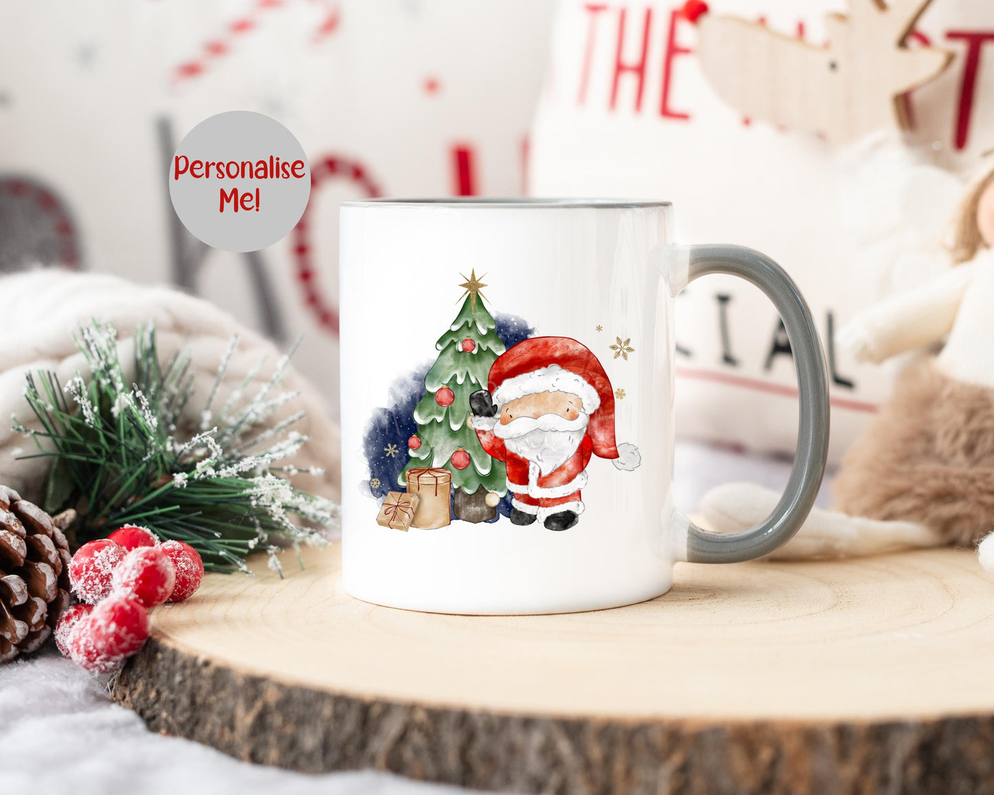 Personalised Santa Mug & Coaster, Child's Christmas Cup