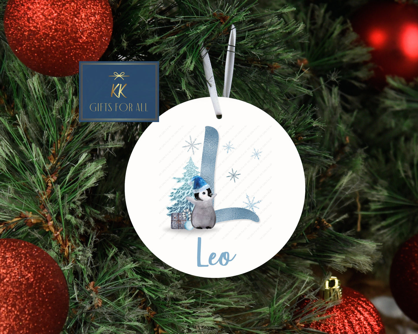 Personalised Christmas Tree Decoration, Metal Penguin Christmas Hanging Ornament, First Christmas Gift