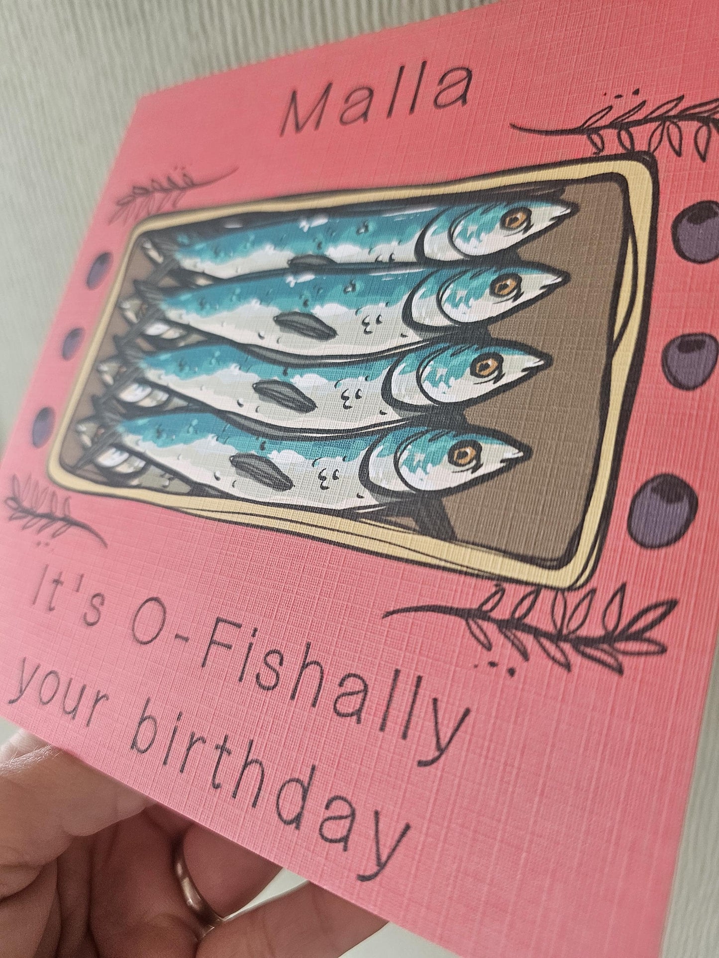 Personalized Sardine Birthday Card: O-Fishally Your Birthday