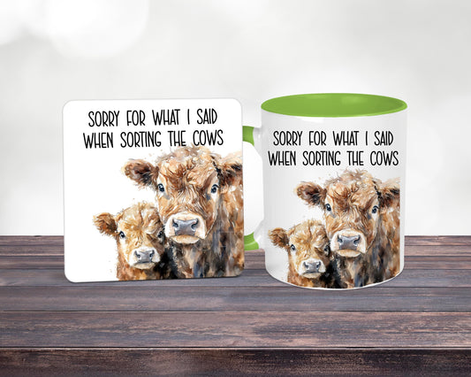 Funny Cow Sorting Mug, Sorry For What I Said When Sorting The Cows, Gift For Farmer