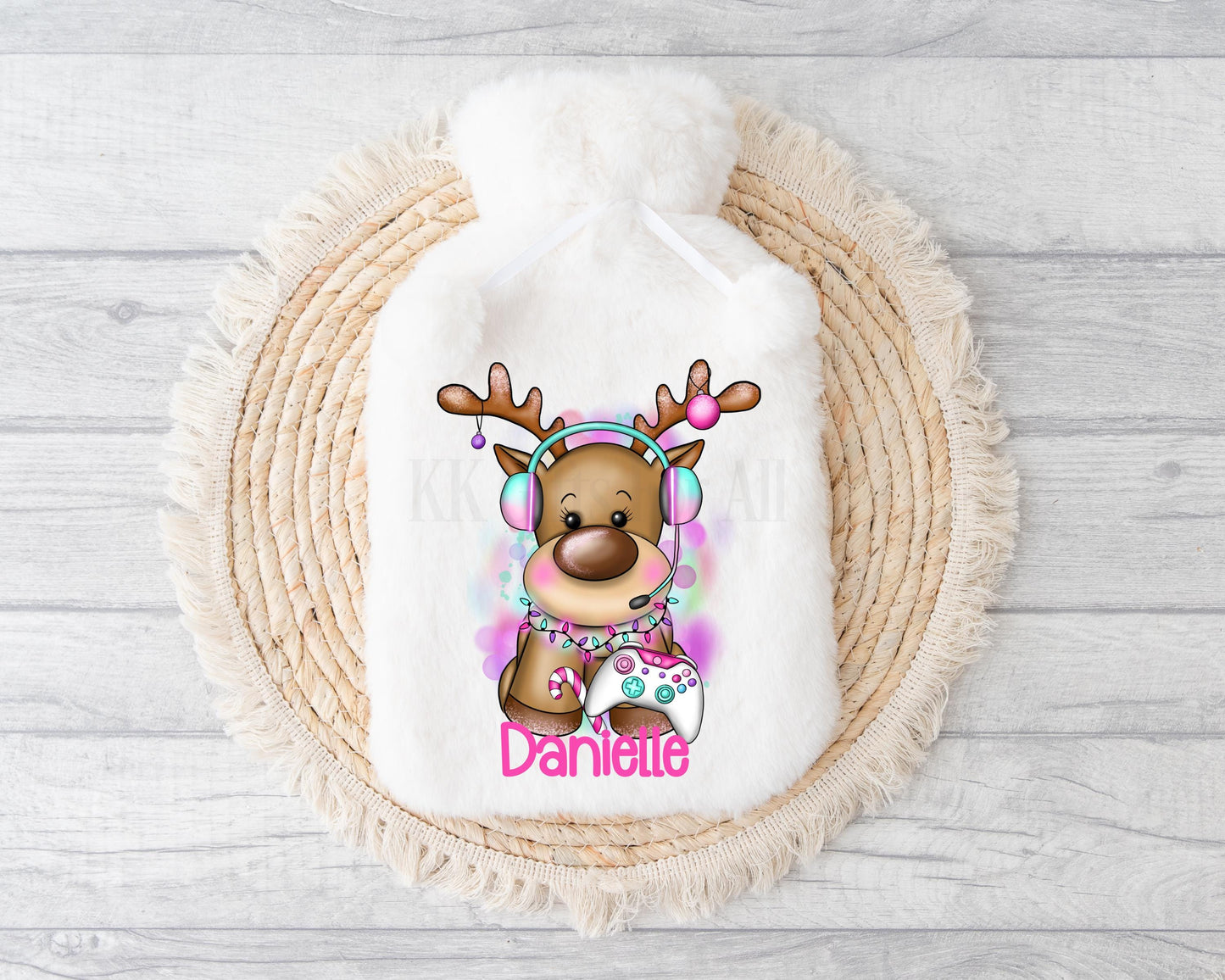 Personalsied Hot Water Bottle, Christmas Gamer Hot Water Bottle, Gamer Girl Gifts