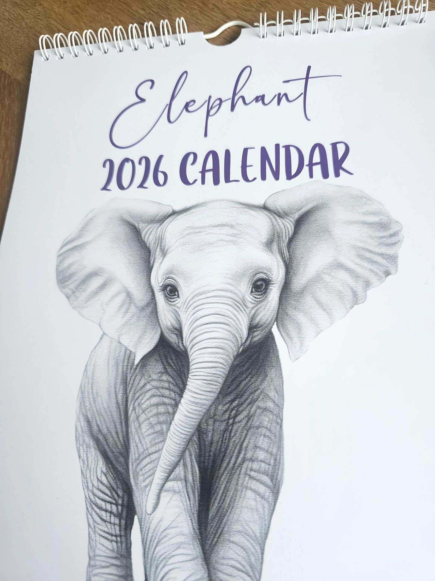 2026 Elephant Calendar, Portrait Wall Planner Calendar, Christmas Gift For Elephant Lovers