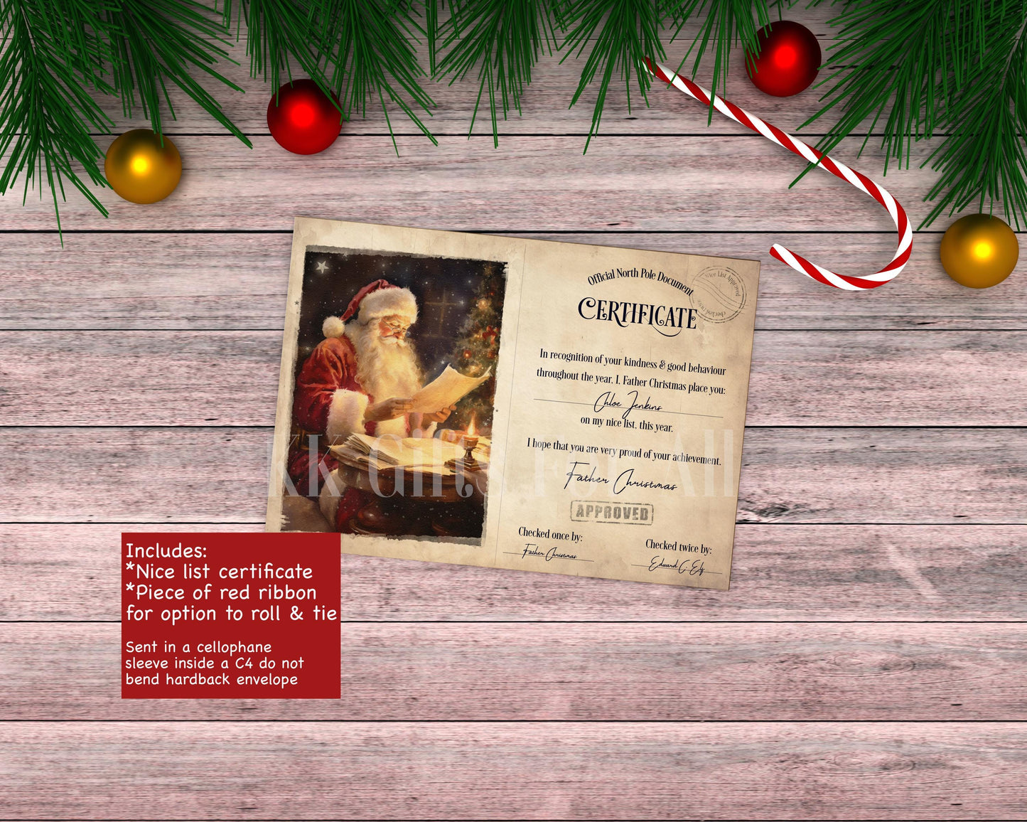 Personalised Santa Letter & Nice List Certificate: Vintage Style Christmas Keepsake
