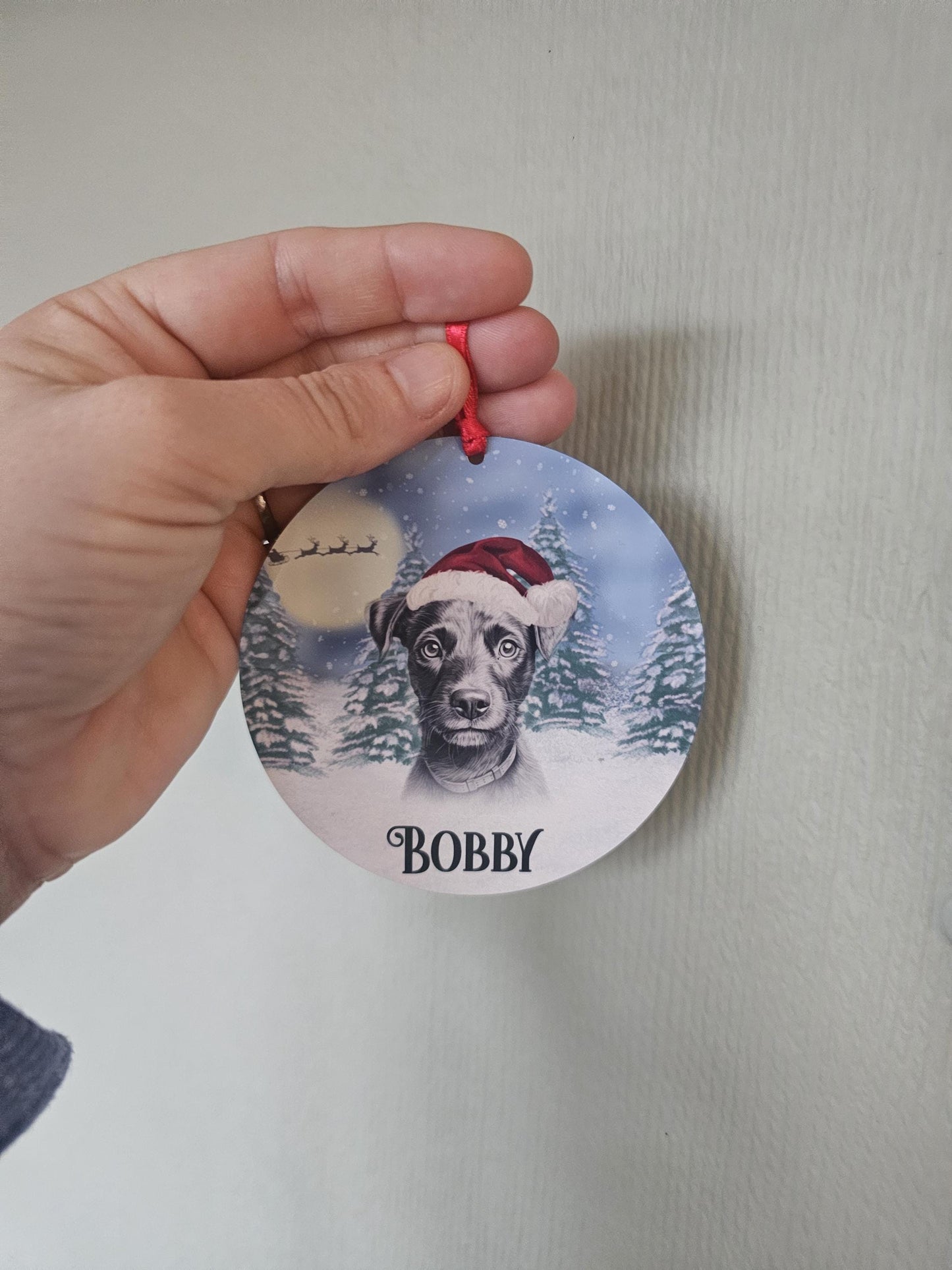 Personalised Christmas Black Patterdale Terrier Tree Decoration, Patterdale Dog Metal Christmas Hanging Ornament