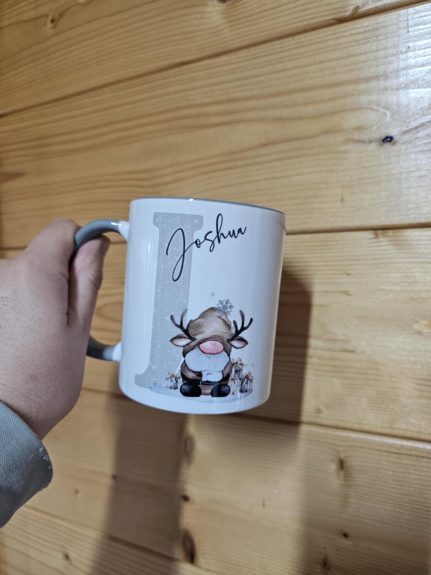 Personalised Gonk Mug, Brown Reindeer Gnome Mug, Christmas Gonk Mug & Coaster