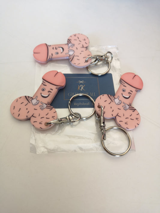 Novelty Willy Penis Cock Shaped Trolley Token Keychain, Adult Humour Keyring