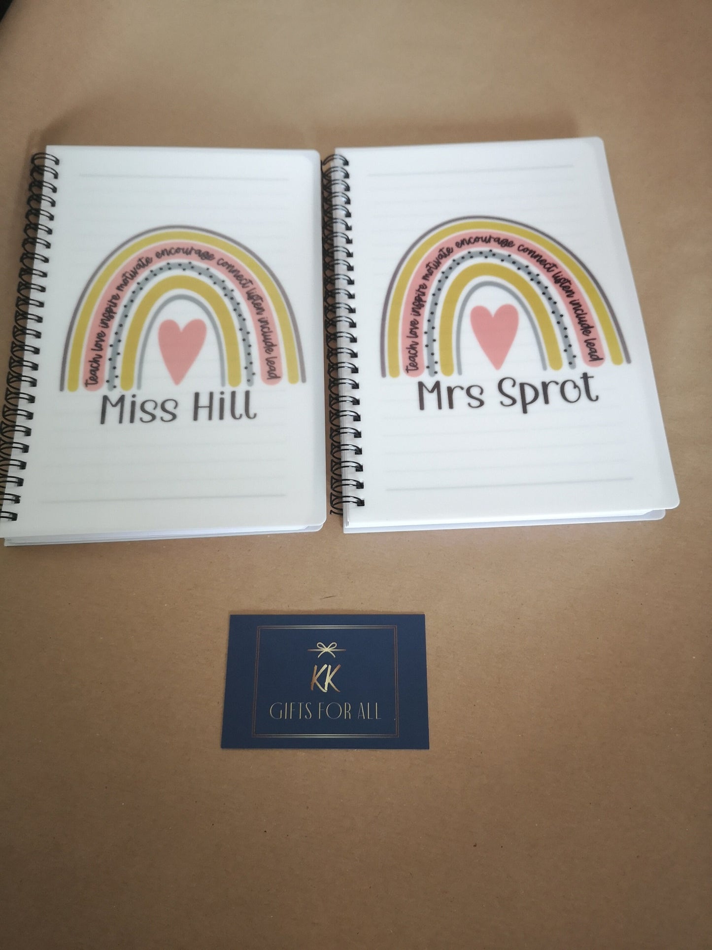 Personalised Teacher A5 Notebook, Rainbow Notebook Gift For Teacher