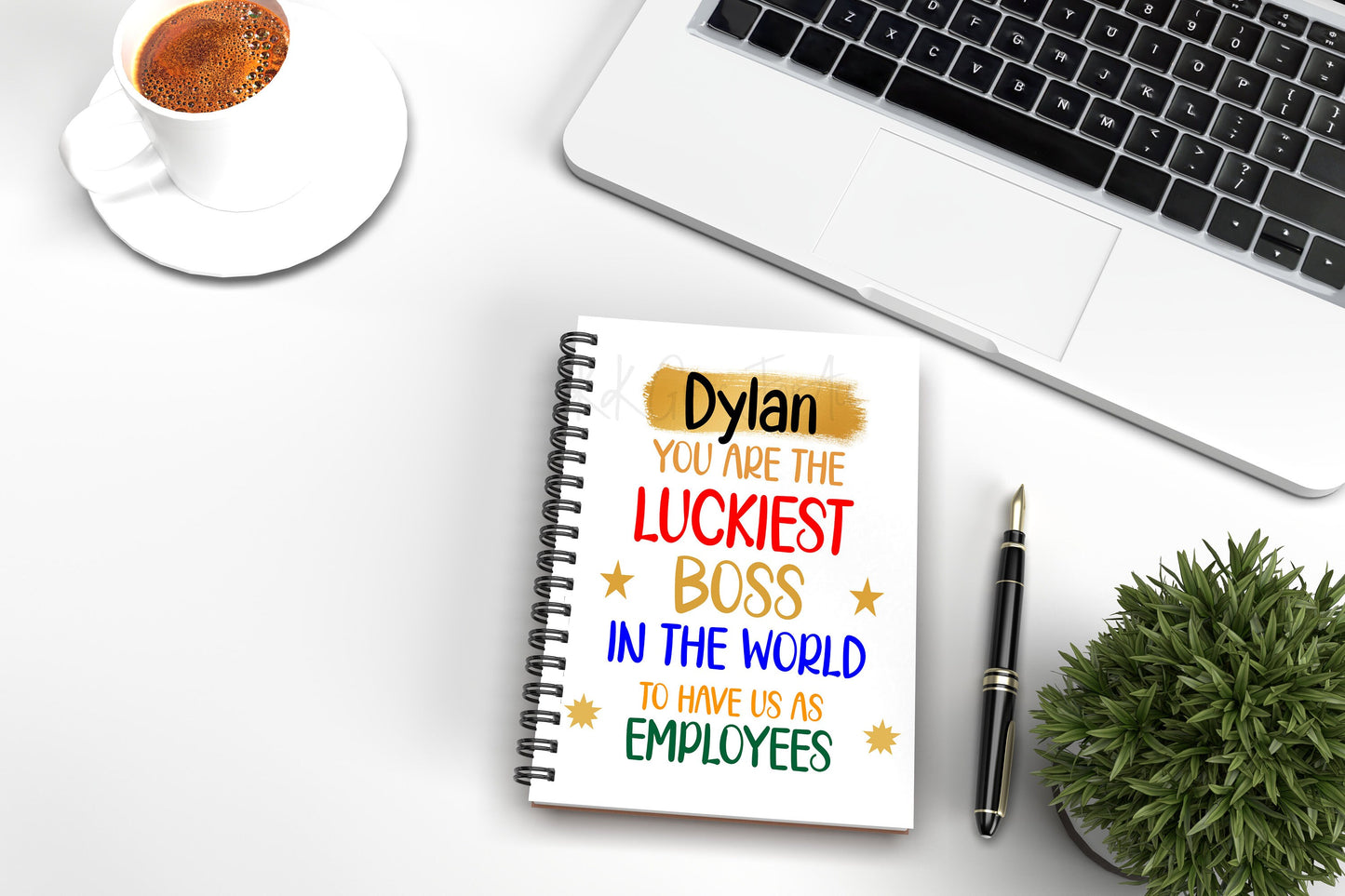 Personalised Best Boss Notebook Gift, Gifts For Boss, Luckiest Boss Manager In The World From Employees, Boss Stationery