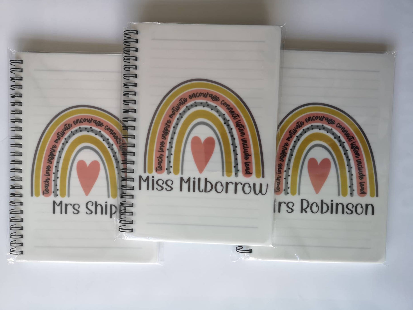 Personalised Teacher A5 Notebook, Rainbow Notebook Gift For Teacher