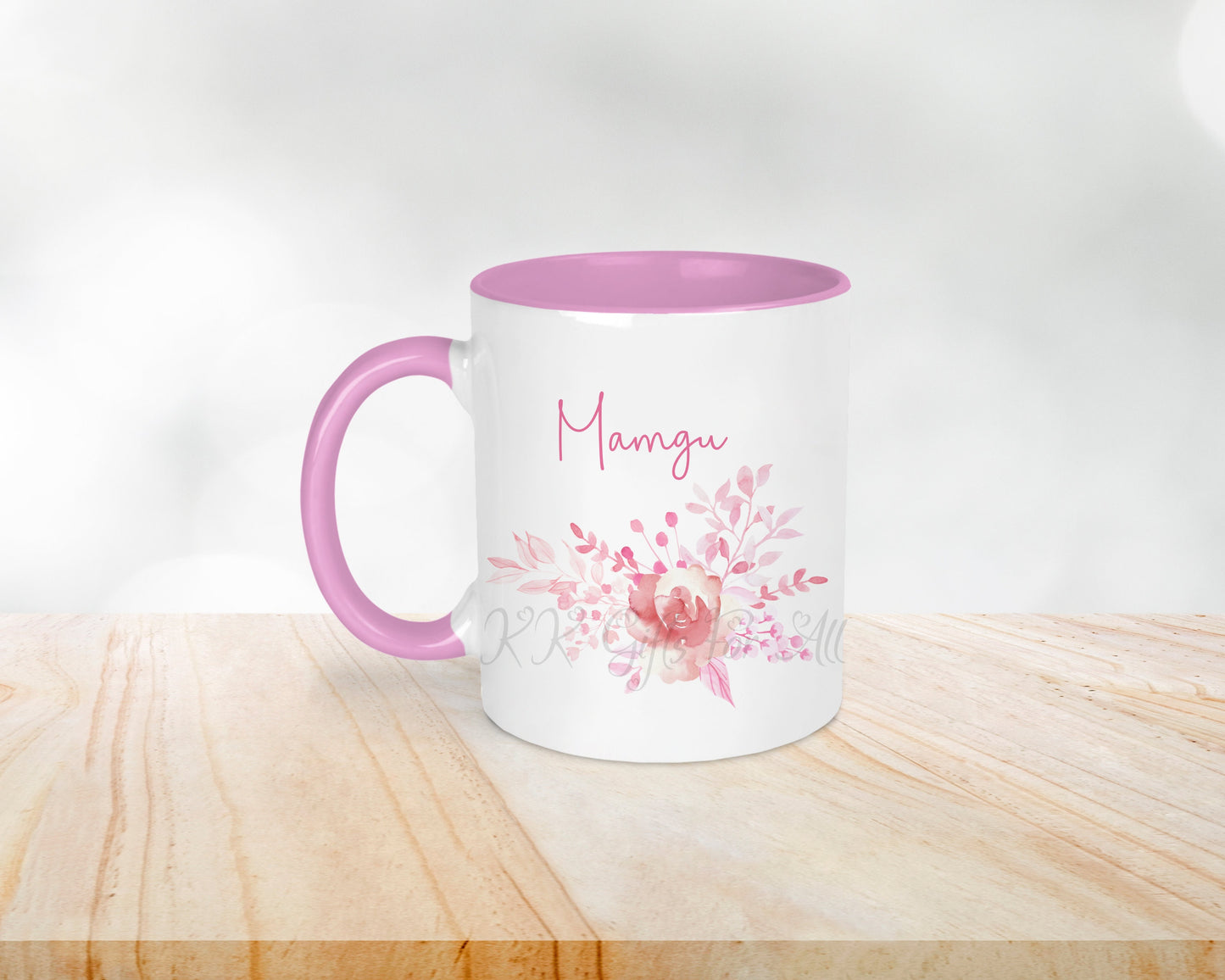 Personalised Mug And Coaster Gift, Gifts For Her, Best Friends Birthday Gift, Pink Girl Mug, Custom Gift Set For Co-Worker, Pink Floral Rose