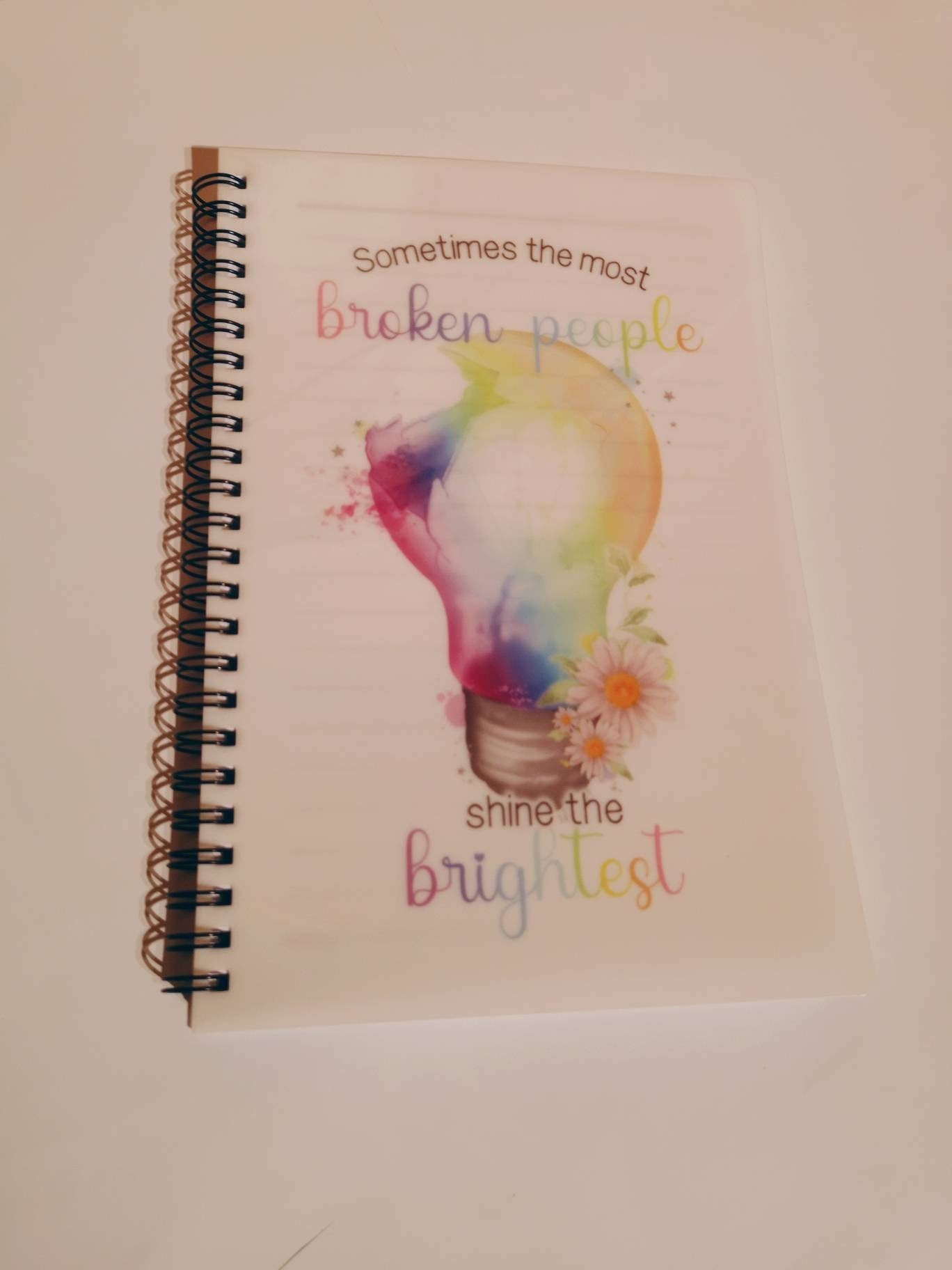 Lightbulb A5 Notebook, Mental Health Notepad, Colourful Notepad, Daisy Multi Colour